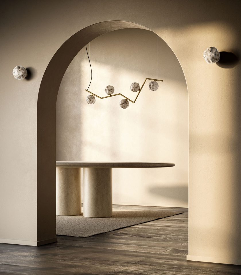 Stone Angled Linear Pendant Light by Il Fanale